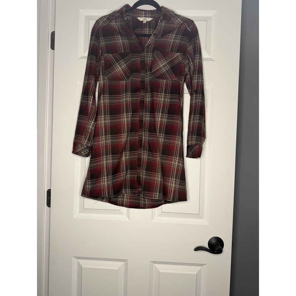 Jack By Bb Dakota Plaid Flannel Button Down Shirt Dress Small